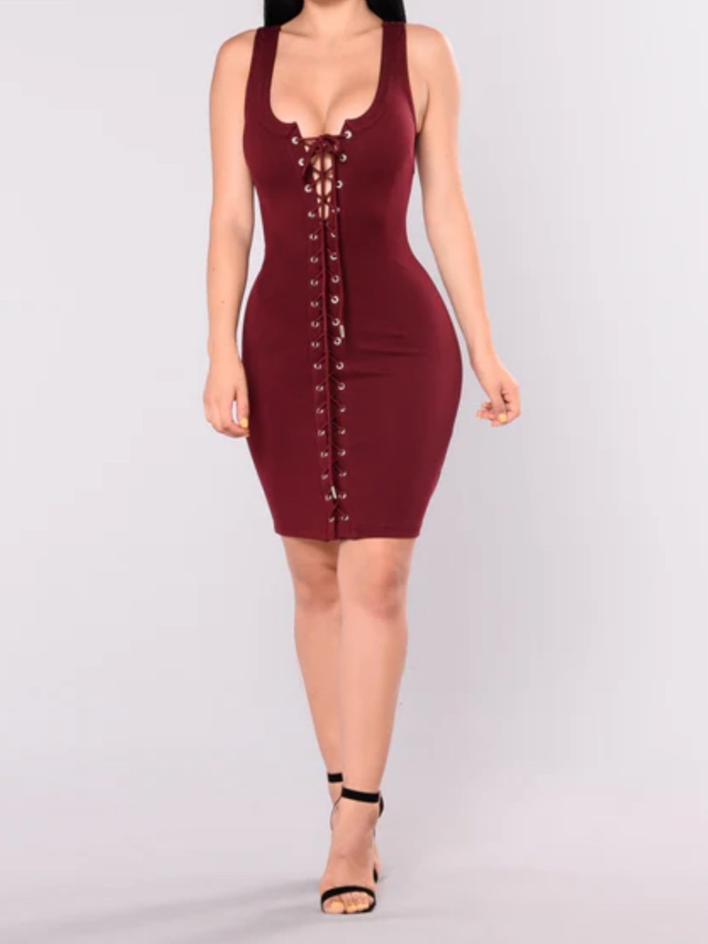 Fashion Nova Lace-Up Bodycon Dress